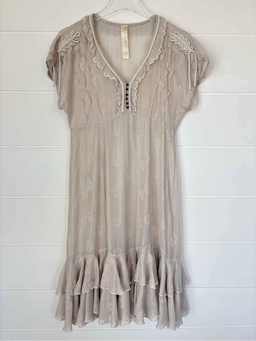 Free People New Romantics Sheer Midi Ruffle Dress Women's Size Extra Small
